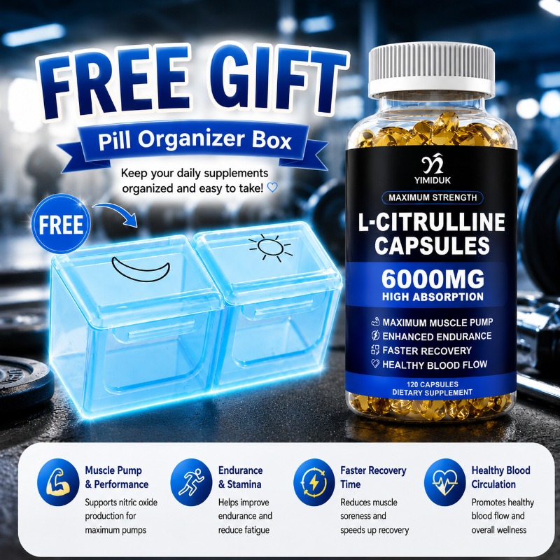 Pre Workout Supplement - 6000mg L-シトルリンカプセル、プレミアムシトルリン、ビタミンE配合、スタミナを高め、血流を改善し、体の修復を促進します。