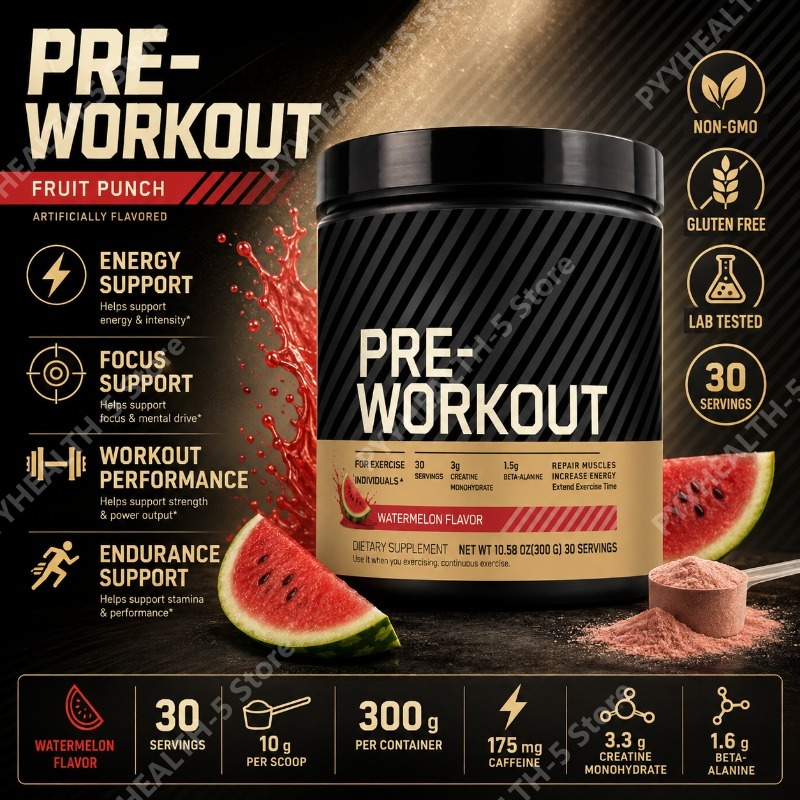 Pre Workout Supplement - プレワークアウトパウダー（クレアチン、ベータアラニン、L-シトルリン、チロシン、カフェイン配合）エネルギー・持久力・集中力サポート 300g 30回分