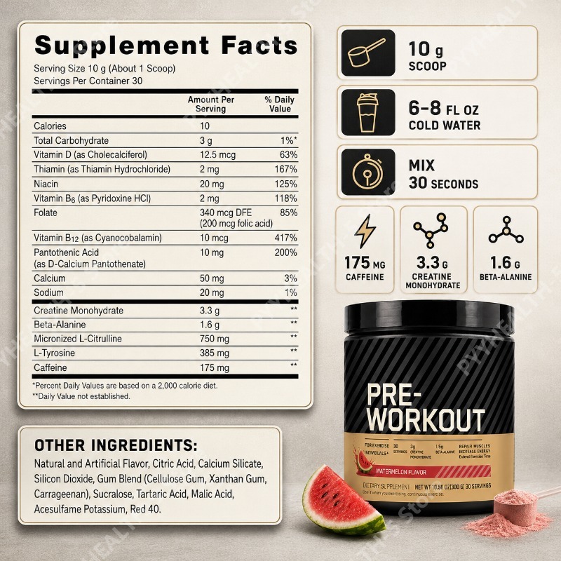 プレワークアウトパウダー（クレアチン、ベータアラニン、L-シ - Pre Workout Supplement のレビューと価格