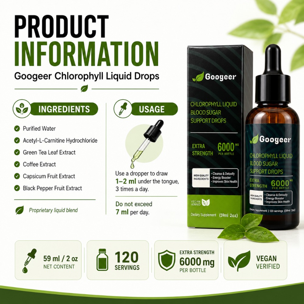 グーガー クロロフィル リキッド ドロップス 6000mcg - L-Carnitine Liquid のレビューと価格